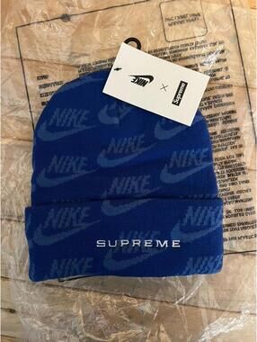 New Blue Nike x Supreme Cuffed Beanie